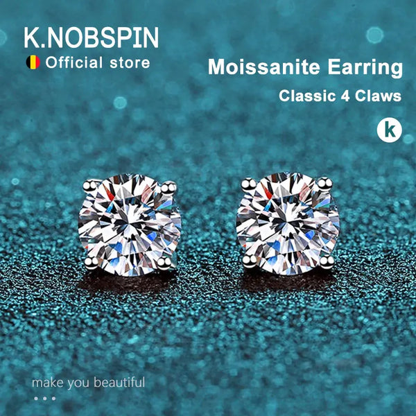 2.0ct Moissanite Earrings for Women Lab Grown Diamond Ear Studs 925 Sterling Silver Fine Jewelry Gift