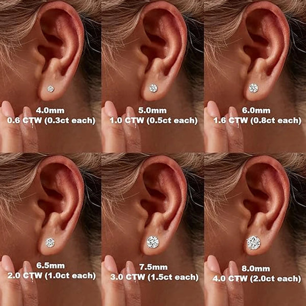 2.0ct Moissanite Earrings for Women Lab Grown Diamond Ear Studs 925 Sterling Silver Fine Jewelry Gift