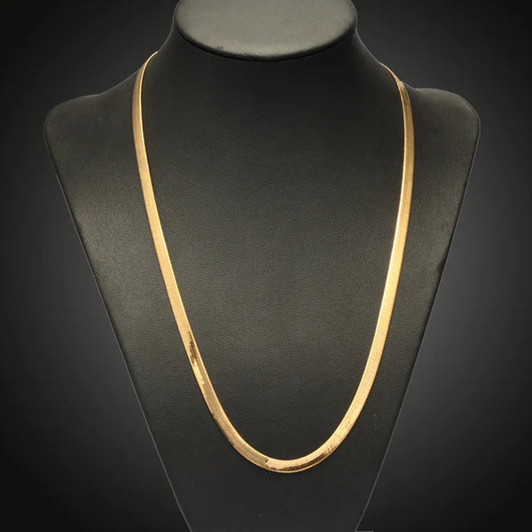 Luxury 24K 9999 Pure Gold real gold Men's and Women's Flat Snake Chain Blade-shaped Snake Bone Chain