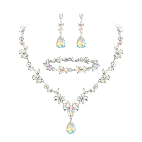 Luxury Tiaras Crown Jewelry Sets for Women Wedding Bridal Necklace Bracelet Earrings and Crown Party Birthday Gifts 4 pcs set
