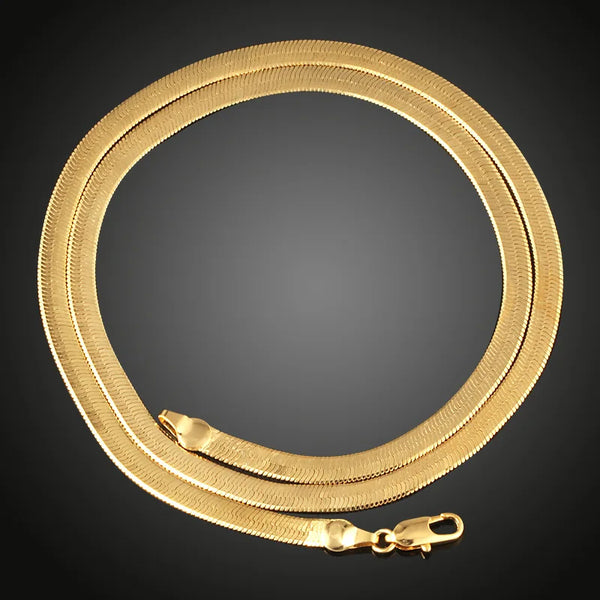 Luxury 24K 9999 Pure Gold real gold Men's and Women's Flat Snake Chain Blade-shaped Snake Bone Chain