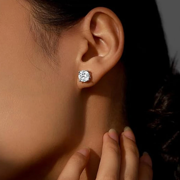 2.0ct Moissanite Earrings for Women Lab Grown Diamond Ear Studs 925 Sterling Silver Fine Jewelry Gift