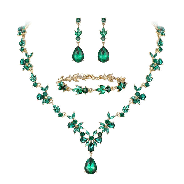 Luxury Tiaras Crown Jewelry Sets for Women Wedding Bridal Necklace Bracelet Earrings and Crown Party Birthday Gifts 4 pcs set
