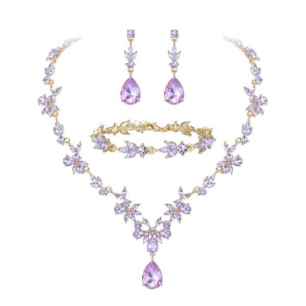 Luxury Tiaras Crown Jewelry Sets for Women Wedding Bridal Necklace Bracelet Earrings and Crown Party Birthday Gifts 4 pcs set
