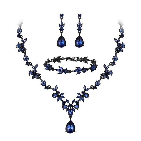 Luxury Tiaras Crown Jewelry Sets for Women Wedding Bridal Necklace Bracelet Earrings and Crown Party Birthday Gifts 4 pcs set