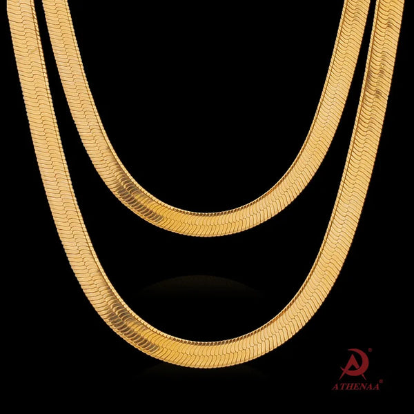 Luxury 24K 9999 Pure Gold real gold Men's and Women's Flat Snake Chain Blade-shaped Snake Bone Chain