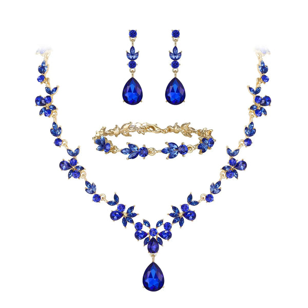 Luxury Tiaras Crown Jewelry Sets for Women Wedding Bridal Necklace Bracelet Earrings and Crown Party Birthday Gifts 4 pcs set