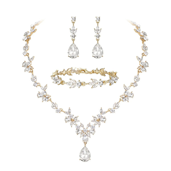 Luxury Tiaras Crown Jewelry Sets for Women Wedding Bridal Necklace Bracelet Earrings and Crown Party Birthday Gifts 4 pcs set
